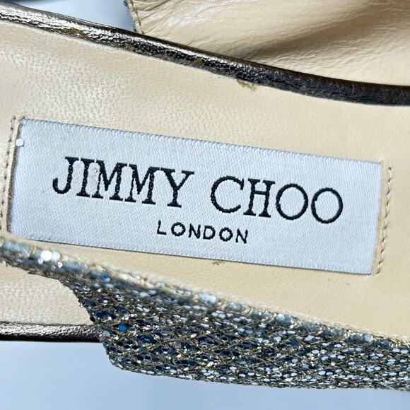 Jimmy Choo Nova Gold Glitter Slingback Heels Sz 40 (US 9) - Picture 12 of 14